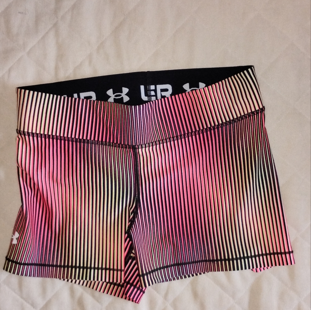 Under Armour Pink and Black Striped Shorts